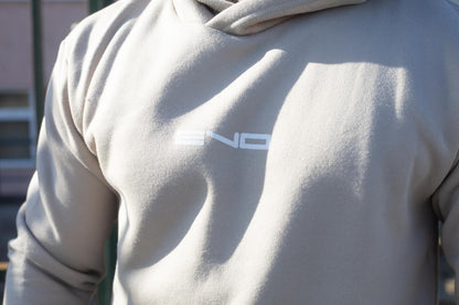 Hoodie bege com logotipo branco