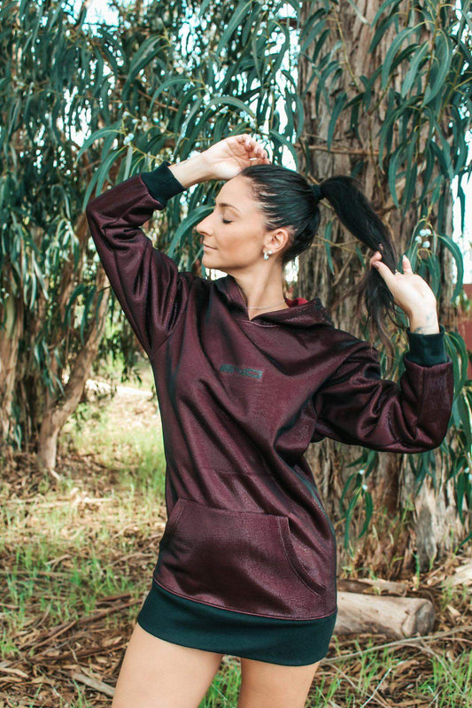 Hoodie/vestido Bordeaux Brilhante