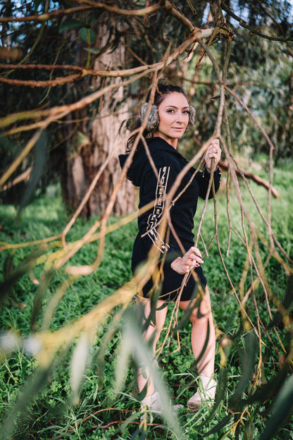 Hoodie/Vestido Preto e Dourado