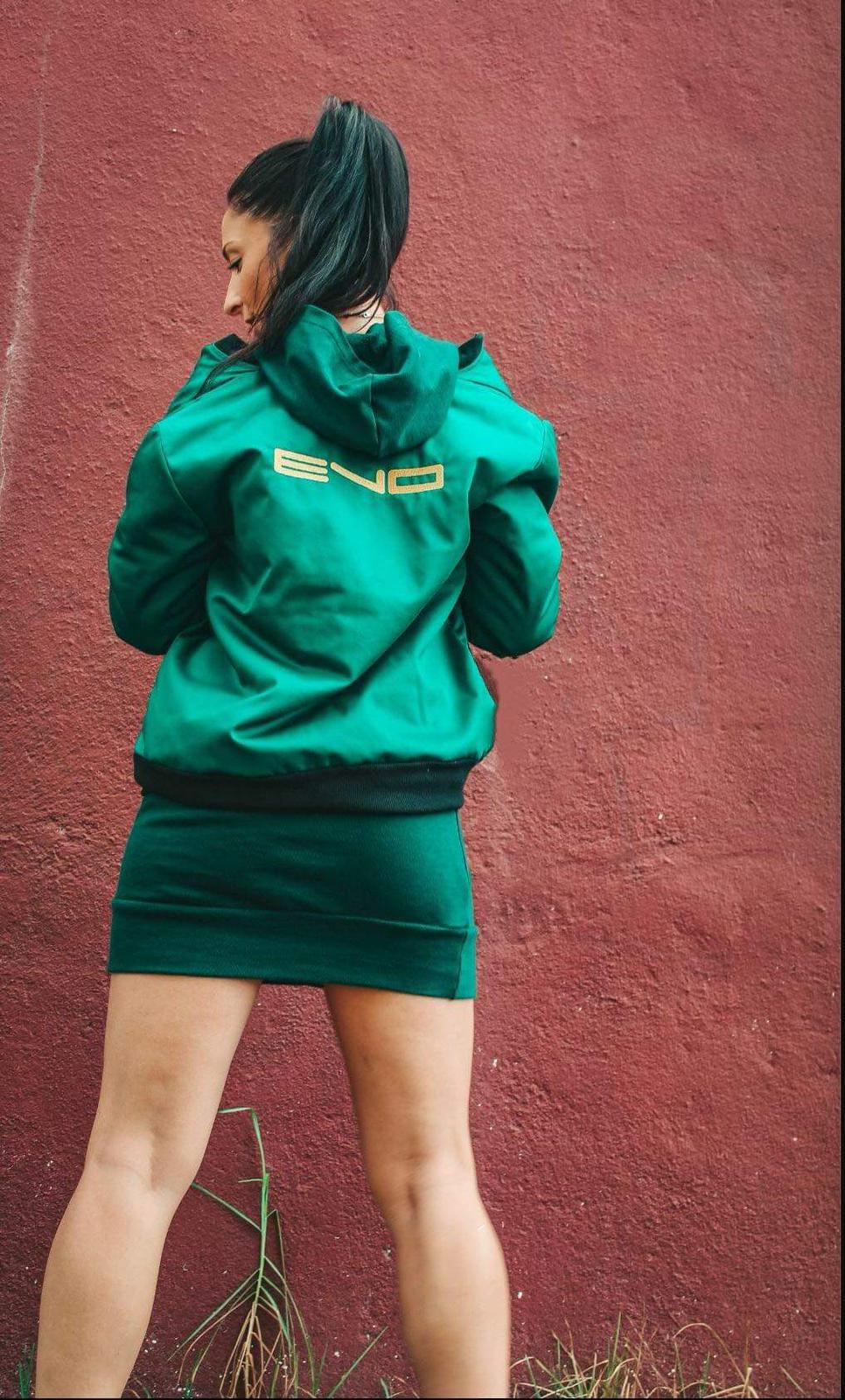 Bomber verde escuro com logotipo bordado em dourado woman